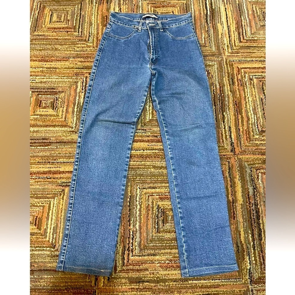 Vintage Fiser Women's High-Rise Cotton Straight Leg Jeans Blue Size W33L32